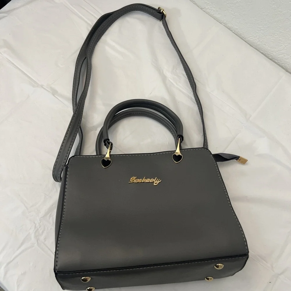 Danbaoly Handbag Shoulder Crossbody Gray Purse 9.5‎ X 7 X 4 Faux Leather Hearts